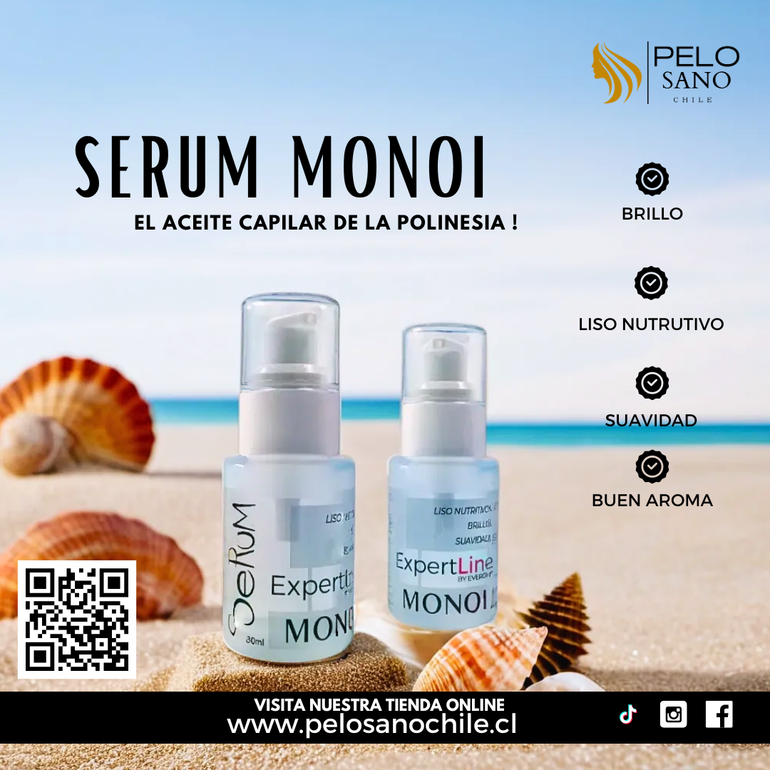 Kit Capilar Monoi Liso Prolongado y Suavidad | Shampoo + Acondicionador + Máscara Botox + Sérum Everglam (Incluye de REGALO: Cepillo + Colet elegante)