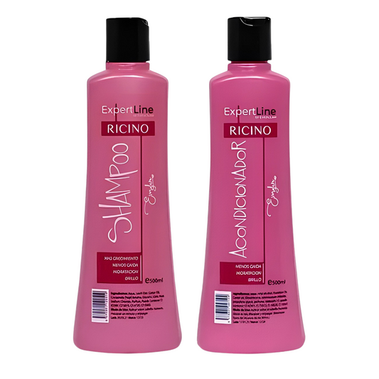 Kit de alisado capilar Shampoo+acondicionador Ricino ExpertLine Everglam