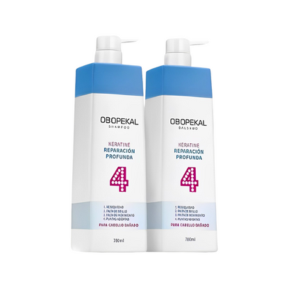 Shampoo + Acondicionador Total 4 Reparacion Profunda 780 Ml Obopekal