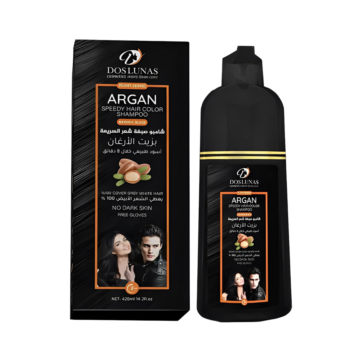 Shampoo Cubre Canas Tinturador Color Negro con Argán 420 ml