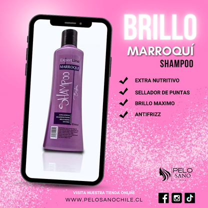 Kit Capilar Marroquí Nutrición y Sellado de Puntas | Shampoo + Acondicionador + Máscara Botox + Sérum Everglam  (Incluye de REGALO: Cepillo + Colet elegante)