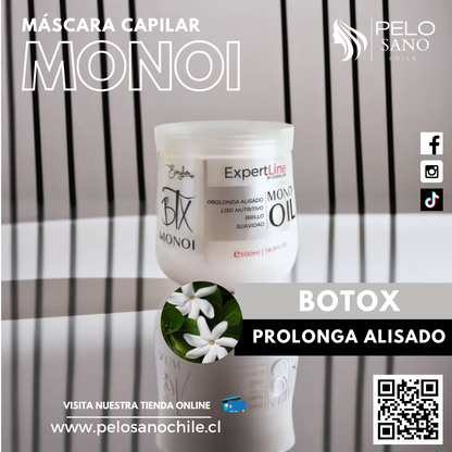 Kit Capilar Monoi Liso Prolongado y Suavidad | Shampoo + Acondicionador + Máscara Botox + Sérum Everglam  (Incluye de REGALO: Cepillo + Colet elegante)