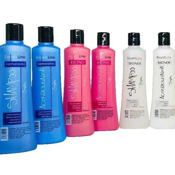 Kit de alisado capilar Shampoo+acondicionador Ricino ExpertLine Everglam