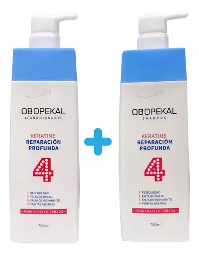 Shampoo + Acondicionador Total 4 Reparacion Profunda 780 Ml Obopekal