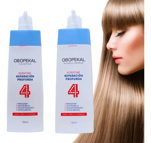 Shampoo + Acondicionador Total 4 Reparacion Profunda 780 Ml Obopekal