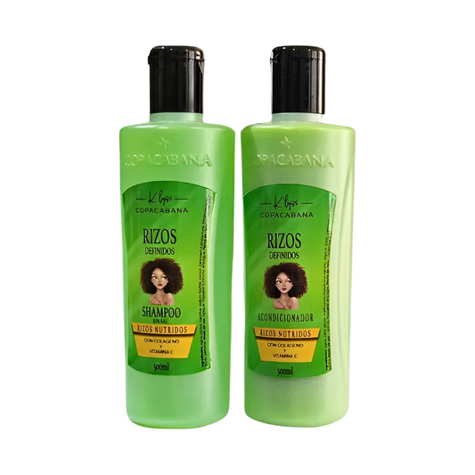 Pack Shampoo + Acondicionador Para Rizos colágeno y vitamina E Copacabana 500 ml