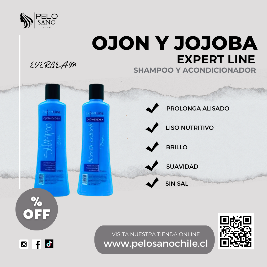 Kit de suavidad y satinado capilar Shampoo+acondicionador Ajon y Jojoba ExpertLine Everglam