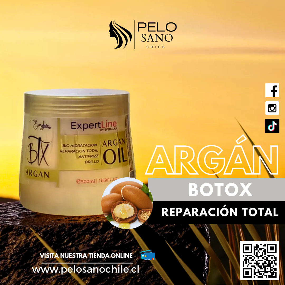 Máscara Botox Argán crema ANTIFRIZZ capilar ExpertLine Everglam