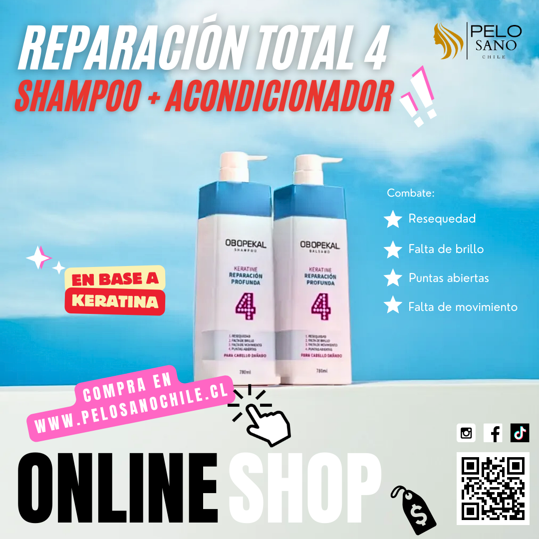 Shampoo + Acondicionador Total 4 Reparacion Profunda 780 Ml Obopekal