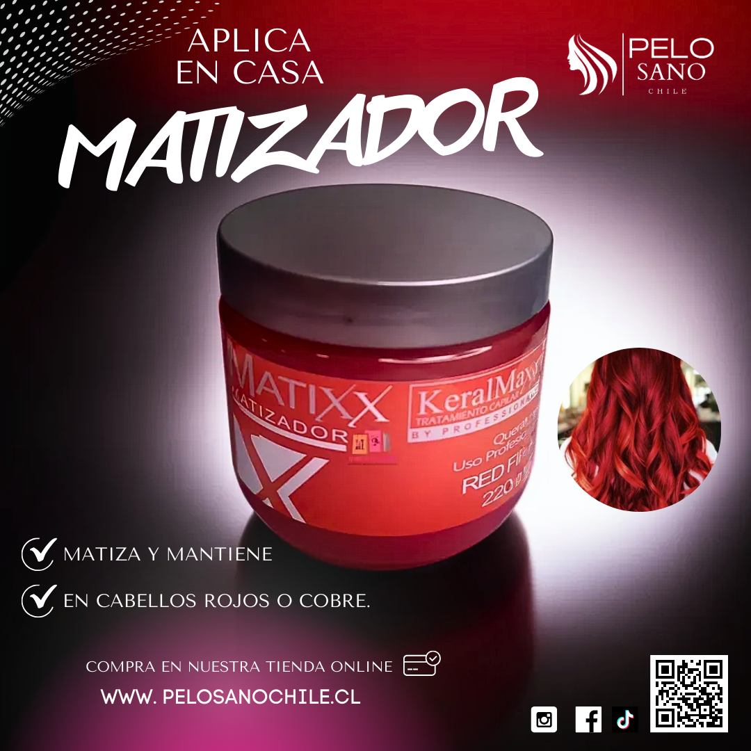 Matizador peluquería profesional MATIXX Cabello Rojo 220 ml Keralmax