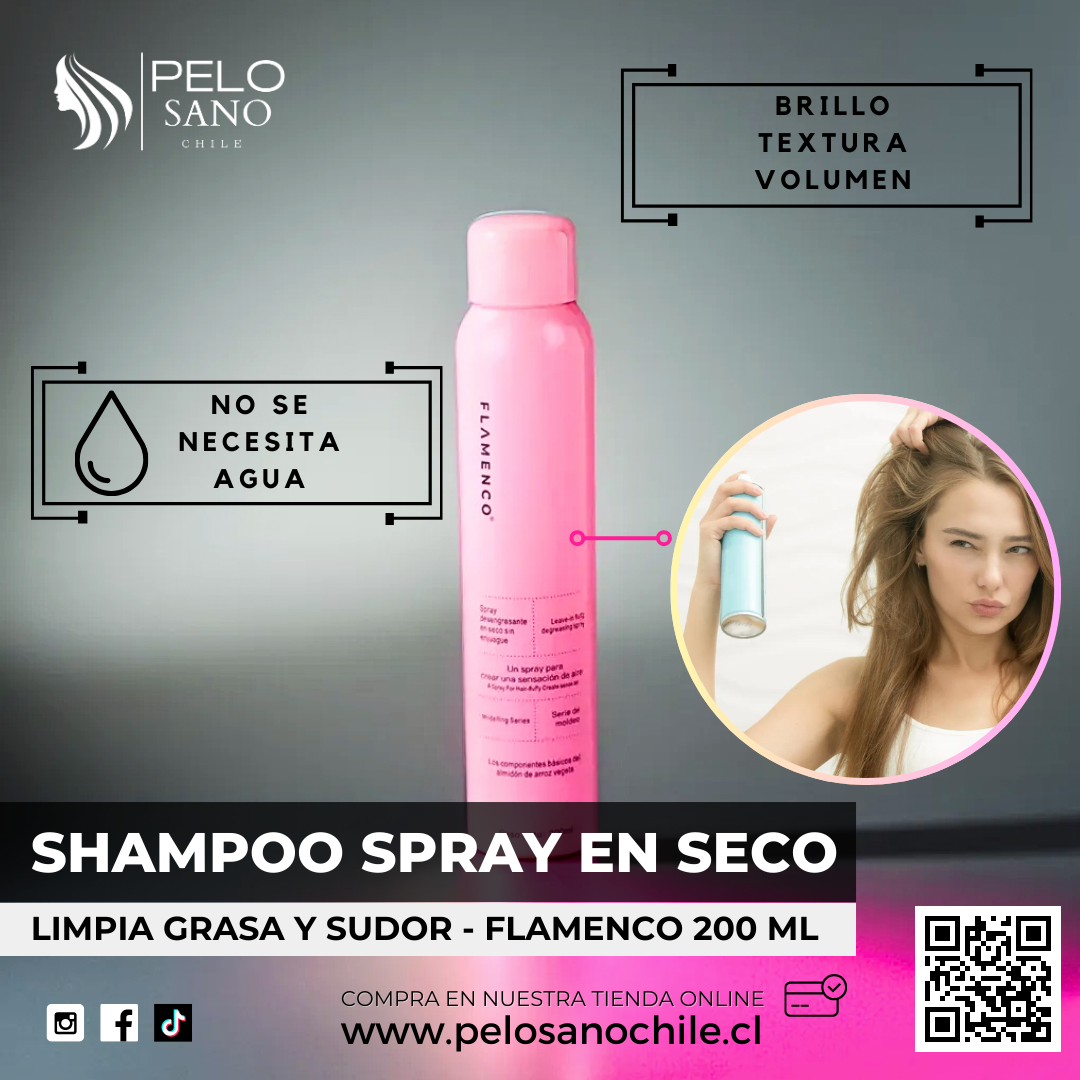 Shampoo Spray en Seco Flamenco 200ml lava y cuida sin agua