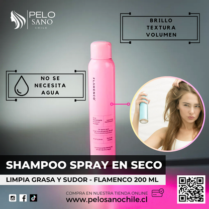 Shampoo Spray en Seco Flamenco 200ml lava y cuida sin agua