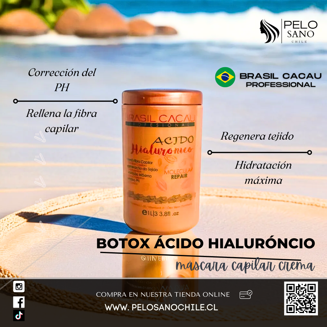 Kit Capilar Alisado y Reconstrucción Profunda | Shampoo Antiresidual + Keratina Alisante + Máscara Capilar Botox Ácido Hialurónico Brasil Cacau (Incluye de REGALO: Cepillo + Colet elegante)