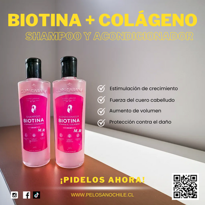 Pack Shampoo Y Acondicionador Biotina colágeno 500 ml Copacabana