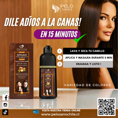 Shampoo Cubre Canas Tinturador Color Castaño Claro Natural Argán 420 ml