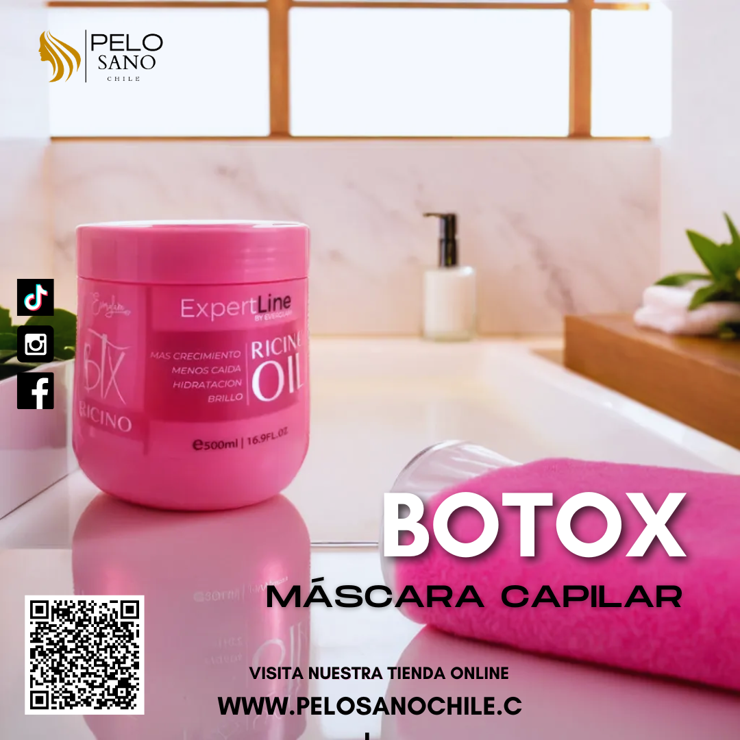 Máscara Botox Ricino crema  CRECIMIENTO E HIDRATACIÓN capilar ExpertLine Everglam